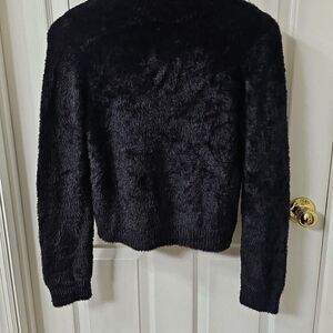 Universal Thread Women's Fuzzy Mock Neck Pullover Sweater in Black, Size XS